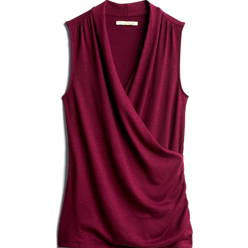 Michael Stars Benni Wrap Front Ruched Knit Top